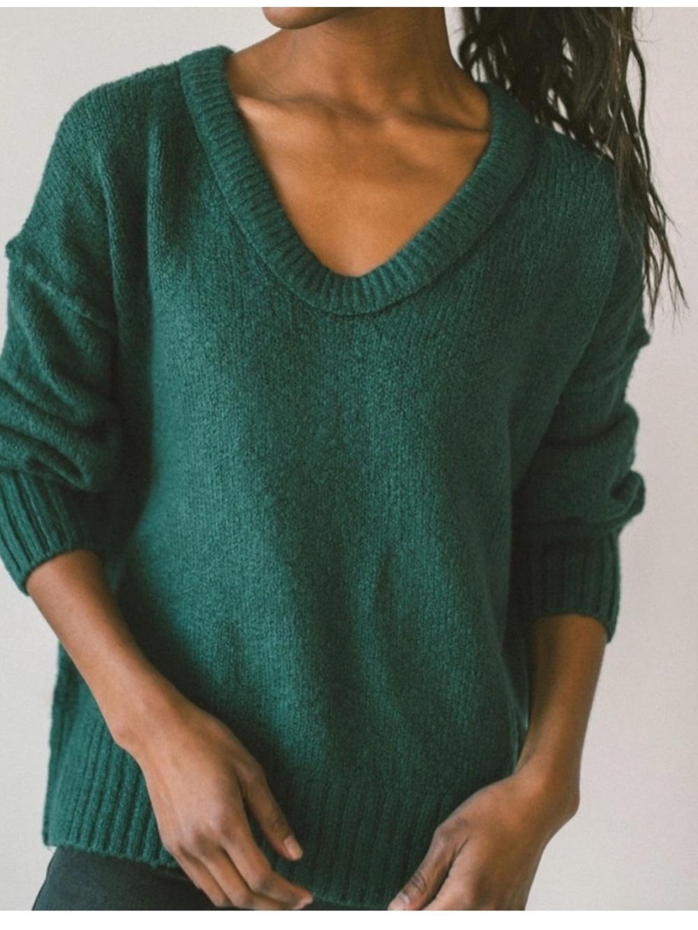 Free People Brookside Tunic Knit Sweater Pine Green Size XS chic cozy boho comfy